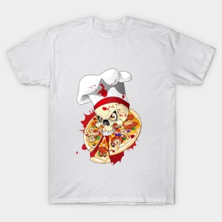 Scull Pizza Illustration T-Shirt